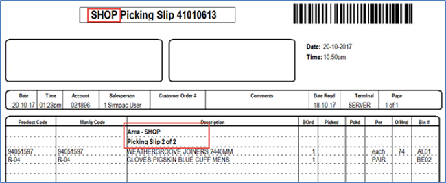 SYM-PAC feature: Picking by Bin Slip Area