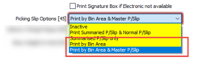 SYM-PAC feature: Picking by Bin Slip Area