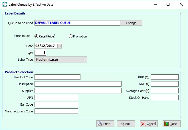 Label Printing by Effective Date