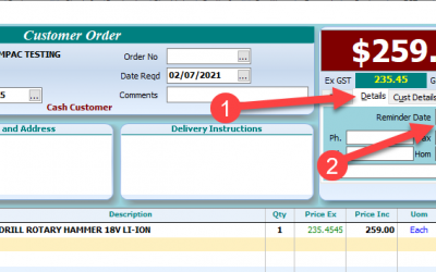 Customer Orders – Reminder Dates